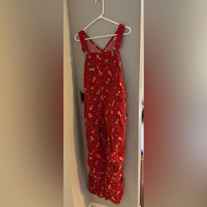 Duluth Trading Co Red Christmas Llama Overalls